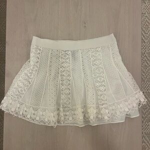 BCBGMaxAzria White Lace Mini Skirt